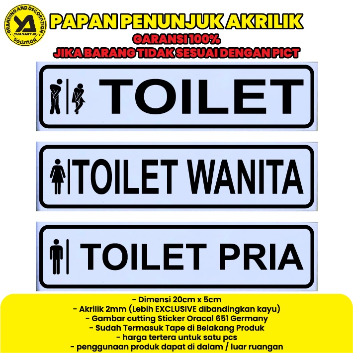 Jual Sign Akrilik Toilet Papan Nama Akrilik Sign Peringatan Perlengkapan Masjid Mushola Kantor