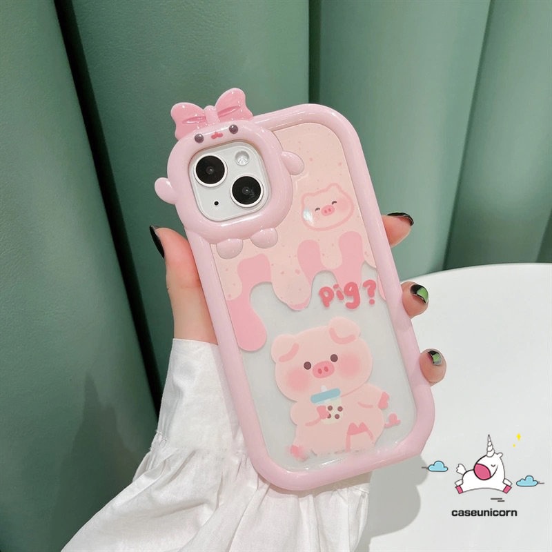 Casing Lensa Monster Busur Kartun 3D Untuk POCO M3 X3 NFC Pro Mi 11Lite Redmi Note9 8 11 11Pro+10 11s 10Pro Redmi9 9A 10 9T 10A 10C A1+9C NFC Teh Susu Lucu Babi Es Soft Cover Krem