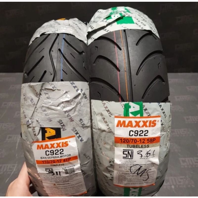 Ban LuarMerk Maxxis
Type C922
Tubeless
For Vespa Sprint Primavera
Ukuran ban 110/70-12 dan 120/70-12