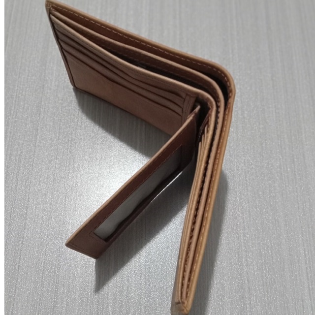 dompet lipat dua bahan kulit asli jenis nafa sweed model lipat biasa horizontal #dompet #dompetpria #dompetcowok