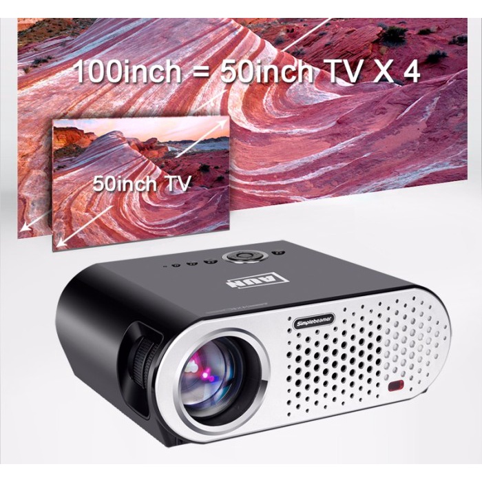 AUN Proyektor 100 Inch Android Home Theater 3D WIFI 3200 Lumens T90S