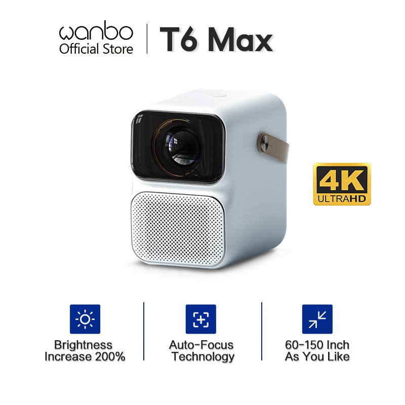 Wanbo T6 Max Projector Android HD 1080P 4K Proyektor 550 ANSI Lumens RAM 2GB+16BB