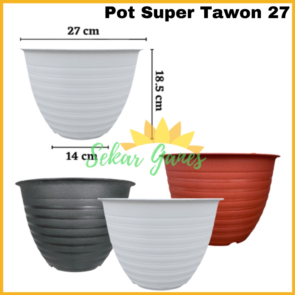 GARDEN OF LOVE - Pot Super Tawon 27 cm 27cm Putih Cokelat Hitam Coklat Termurah