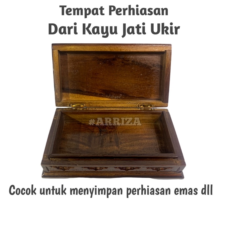 TEMPAT PERHIASAN KAYU JATI / KOTAK PERSHIASAN / TEMPAT PENYIMPANAN PERHIASAN / KOTAK TEMPAT PERHIASAN DARI KAYU JATI ASLI MODEL UKIR