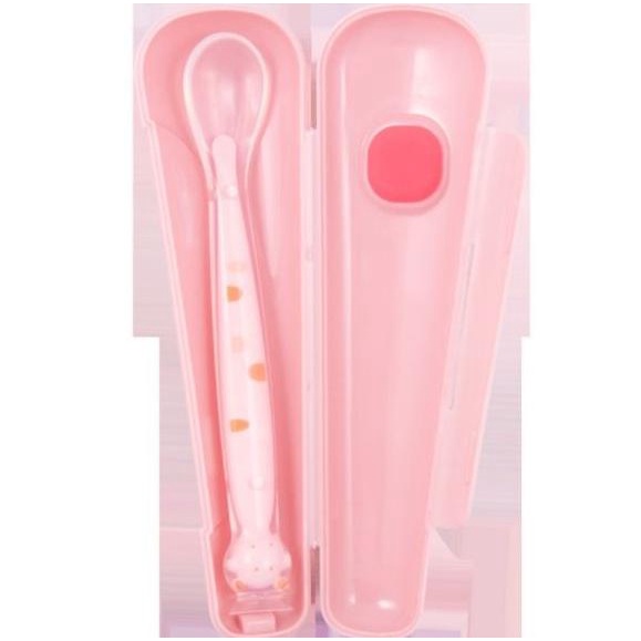 Babyqlo Silicone Spoon With Case Sendok Bayi Silikon Baby Spoon