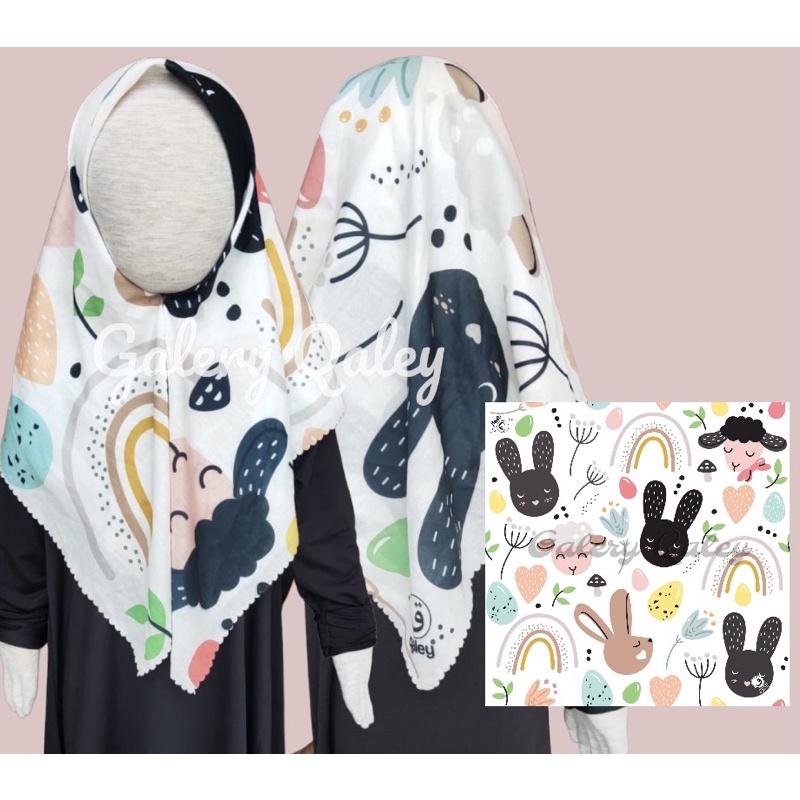 VOAL PRINTING INSTANT ANAK MOTIF RABBIT SHEEP RAINBOW / HIJAB INSTANT ANAK MOTIF LUCU / VOAL PRINTING ANAK MOTIF