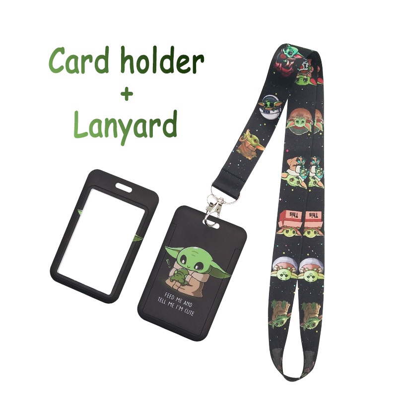 Yoda Baby Cartoon Lanyard+Card Sleeve Pelindung Lengan Dengan Lanyard Leher Untuk Kerja ID Card &amp; ID student Card