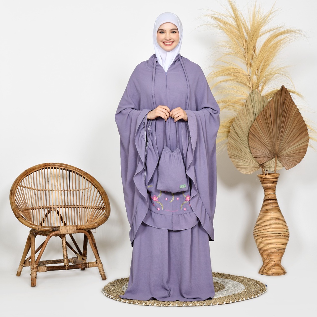 Mukena NAGITA  Dewasa Bordir Crinkle Pocket Airflow  Jumbo Resleting 2in1 Terbaru