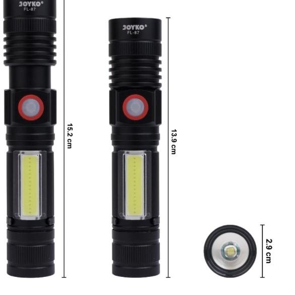 Senter LED Magnet JOYKO FL87/Flashlight LED FL-87/Rechargeable LED