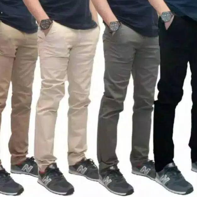 Celana Panjang Pria Chino Modern Chinos Slim Fit Bahan Adem Nyaman Katun Strecthmelar Cocok Buat Mus