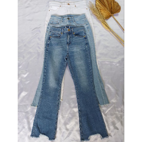 L*FT CELANA JEANS HIGH WAIST KICK CROP KS WANITA-ORIGINAL