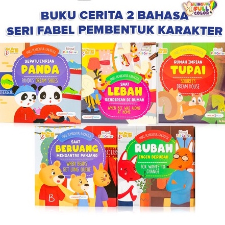 BUKU CERITA ANAK - SERI FABEL PEMBENTUK KARAKTER ANAK BERGAMBAR FULL COLOUR BILINGUAL ART PAPER GLOSSY MAINAN EDUKASI ANAK