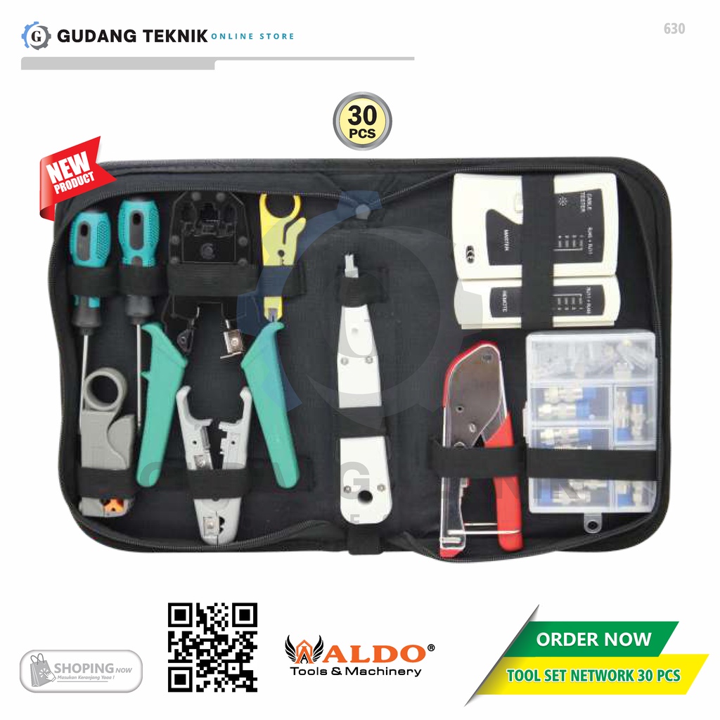 Tool Set Network 30 PCS ALDO 630 / Peralatan Instalasi Jaringan ALDO 630 - Kunci Tool Set Jaringan ALDO 630