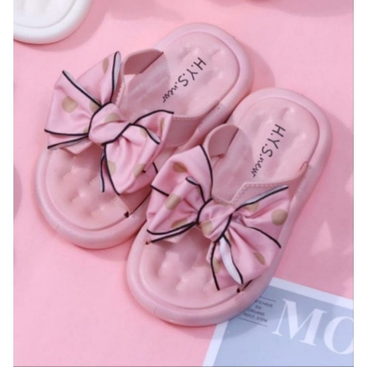Sandal anak perempuan import Sandal karet anak wanita H Y S new trendy Sendal Selop anak motif pita cantik