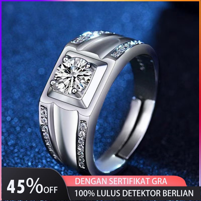 Jamie Kyrie Cincin Pertunangan Pria 1 Ct Moissanite,925 Platina Berlapis Perak