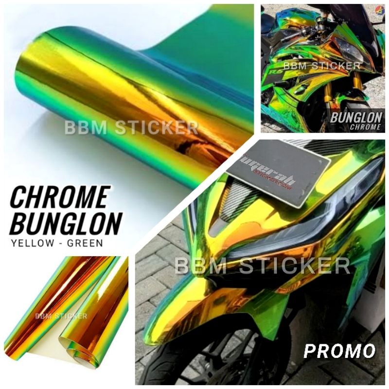SKOTLET STIKER BUNGLON CROME / KROM SKOTLITE MOTOR WARNA CHROME BUNGLON UKURAN 50CM
