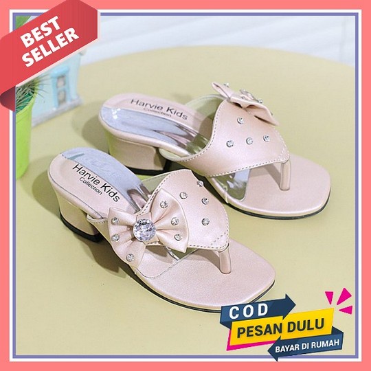 Heels Anak Perempuan Terbaru Sandal Anak Wanita 7-10 Tahun Hak Kaca 3Cm Sandal Anak Perempuan Pesta 