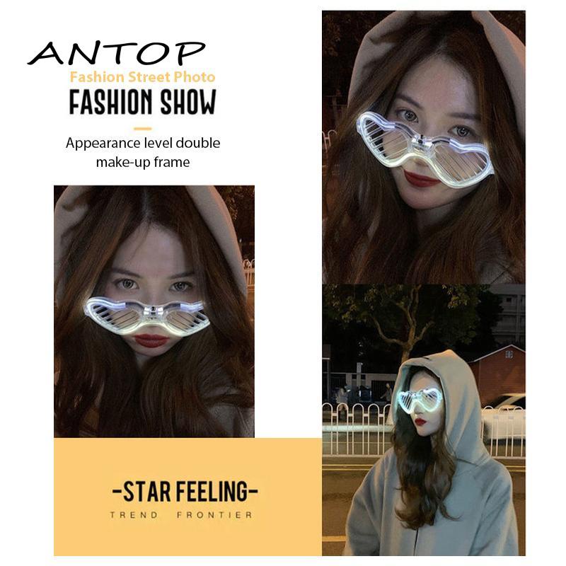 【antop】LED Kacamata Lampu Luminous Party Pesta Nyala Malam Colorful Eyeglass Aksesoris Fashion