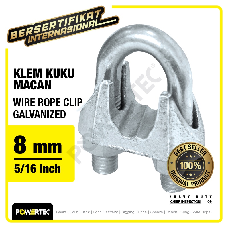POWERTEC Wire Rope Clip / Klem Seling Kuku Macan Galv 8mm - 5/16"