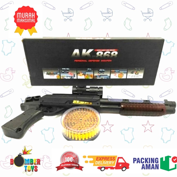 Mainan Anak Senapan Besar AK 868 With Light and Sound LED Bullet Murah