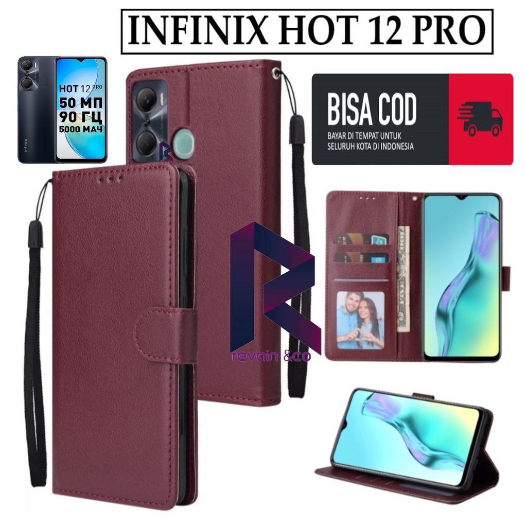 CASE INFINIX HOT 12 PRO FLIP WALLET LEATHER KULIT PREMIUM SARUNG BUKA TUTUP KESING HP FLIP CASE INFINIX HOT 12 PRO