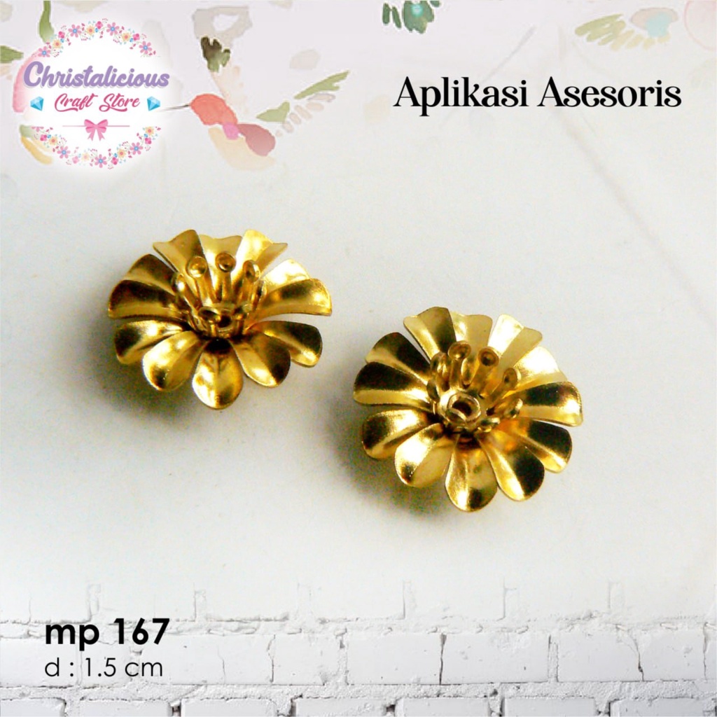 Aplikasi aksesories mangkokan bunga bahan craft untuk headpiece, mangkokan craft, mangkokan gold unt