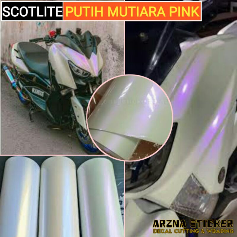 Stiker skotlet putih lembayung / sokotlet putih mutiara pink gold biru