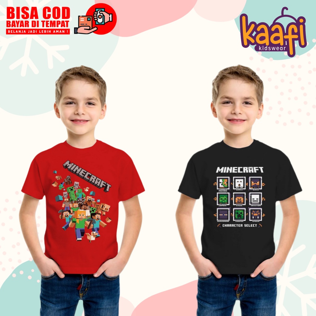 Kaos MineCraft anak laki laki / Baju mine craft anak laki laki / Baju Minecraft