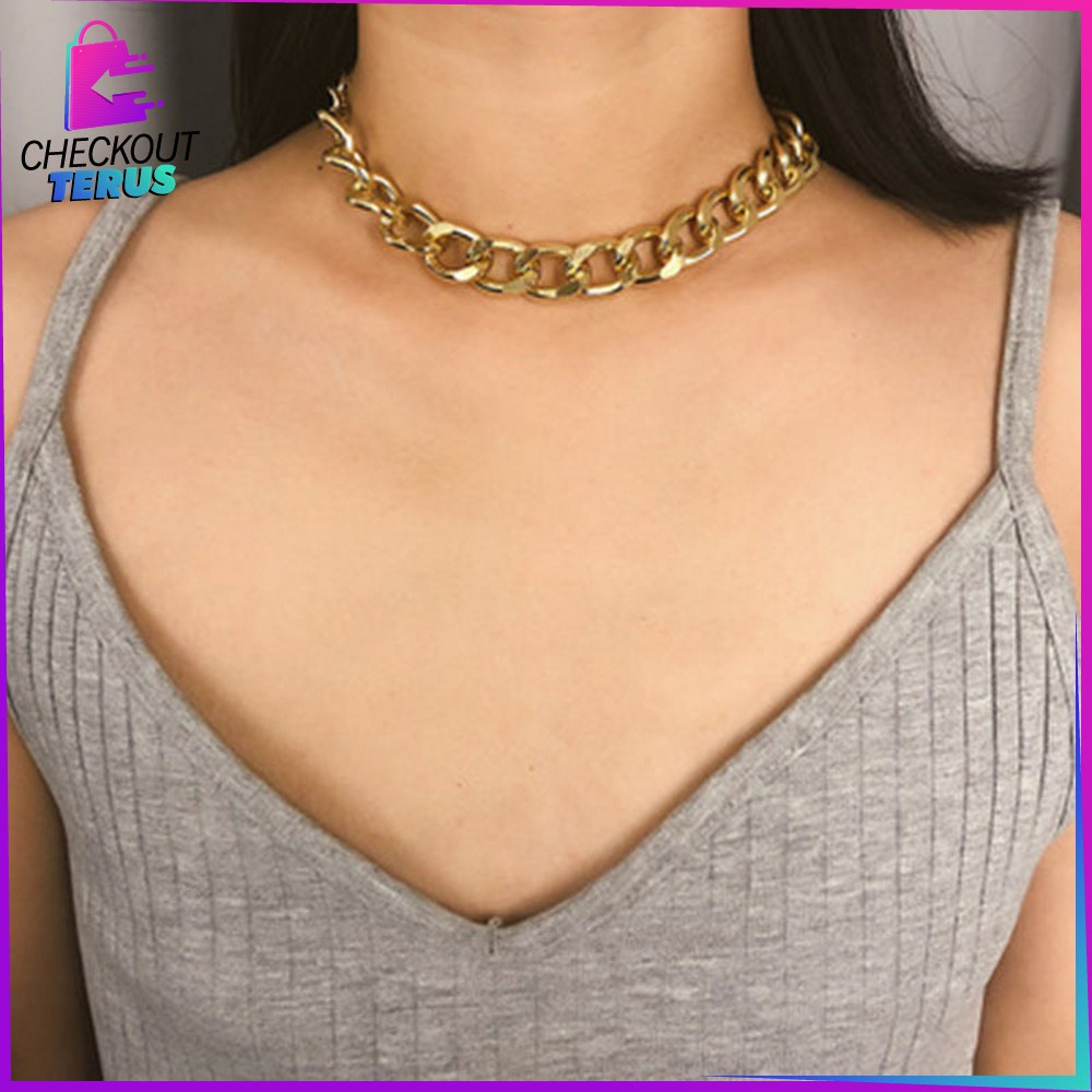 CT K138 Kalung Choker Retro Rantai Besar Wanita Pria Hip Hop Aksesoris Perhiasan Korean Fashion Necklace Big Chain