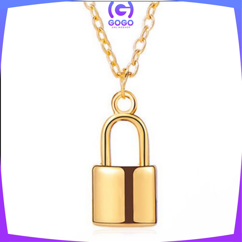 GOGO-K57 K58 Korean Fashion Kalung Gembok Kunci Retro Kalung Rantai Wanita Lapis Emas Liontin Simple / Lock Key Wanita Pria Retro / Kalung Kunci Multi Layer