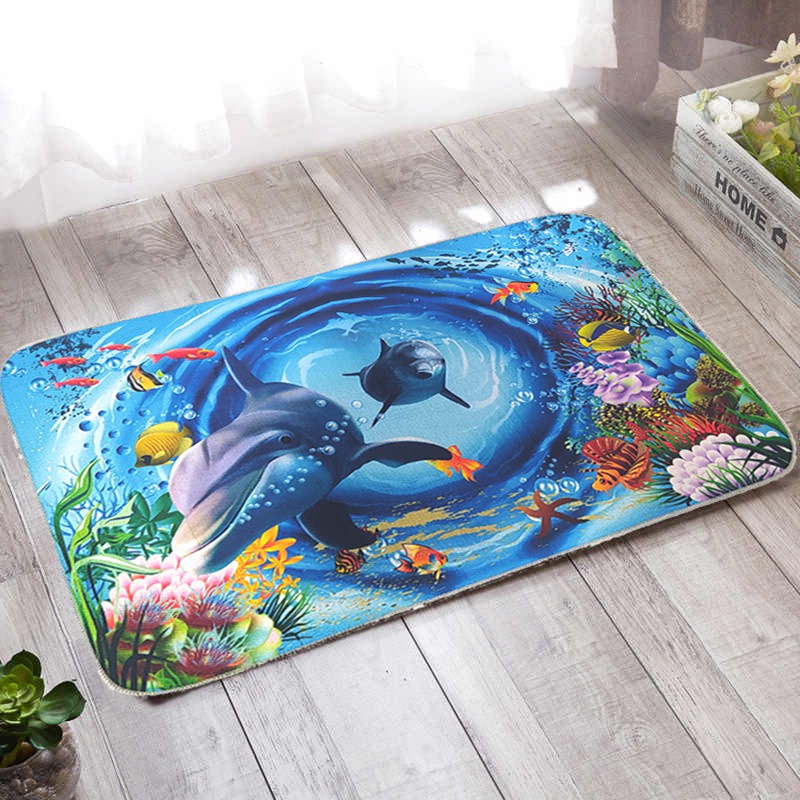 (Serba Serbi)Alas Lantai Kamar Mandi Anti Slip 3D Deep Blue Sea Series /Keset Kaki Kamar Mandi Anti Bau Anti Bakteri Bebas Kuman