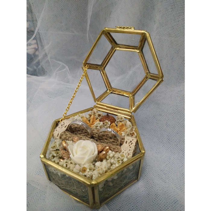 Mahar Ring Box Hexagon Wedding Ring Bearer Rustic