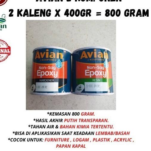 

Lem Epoxy NON SAG Avian 2 komponen 800gr perset khusus untuk Kapal