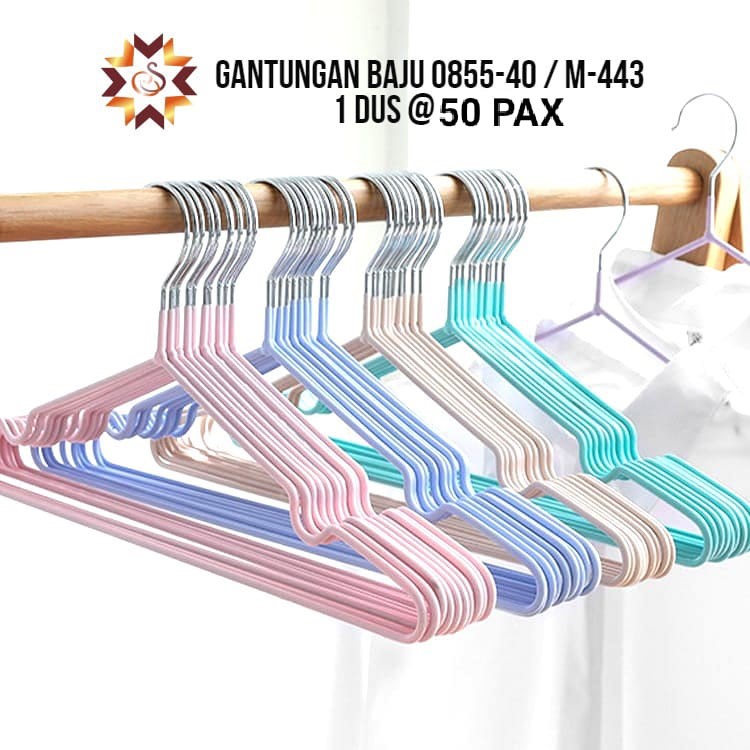 [SET isi 10] Gantungan Baju Stainless Coating m-443 Hanger Stainless