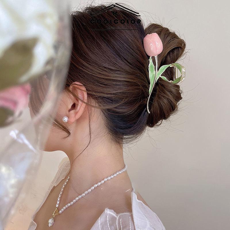 COD❤️Temperamen Tulip Logam Wanita Klip Hiu Sense High-end Klip Rambut- cl