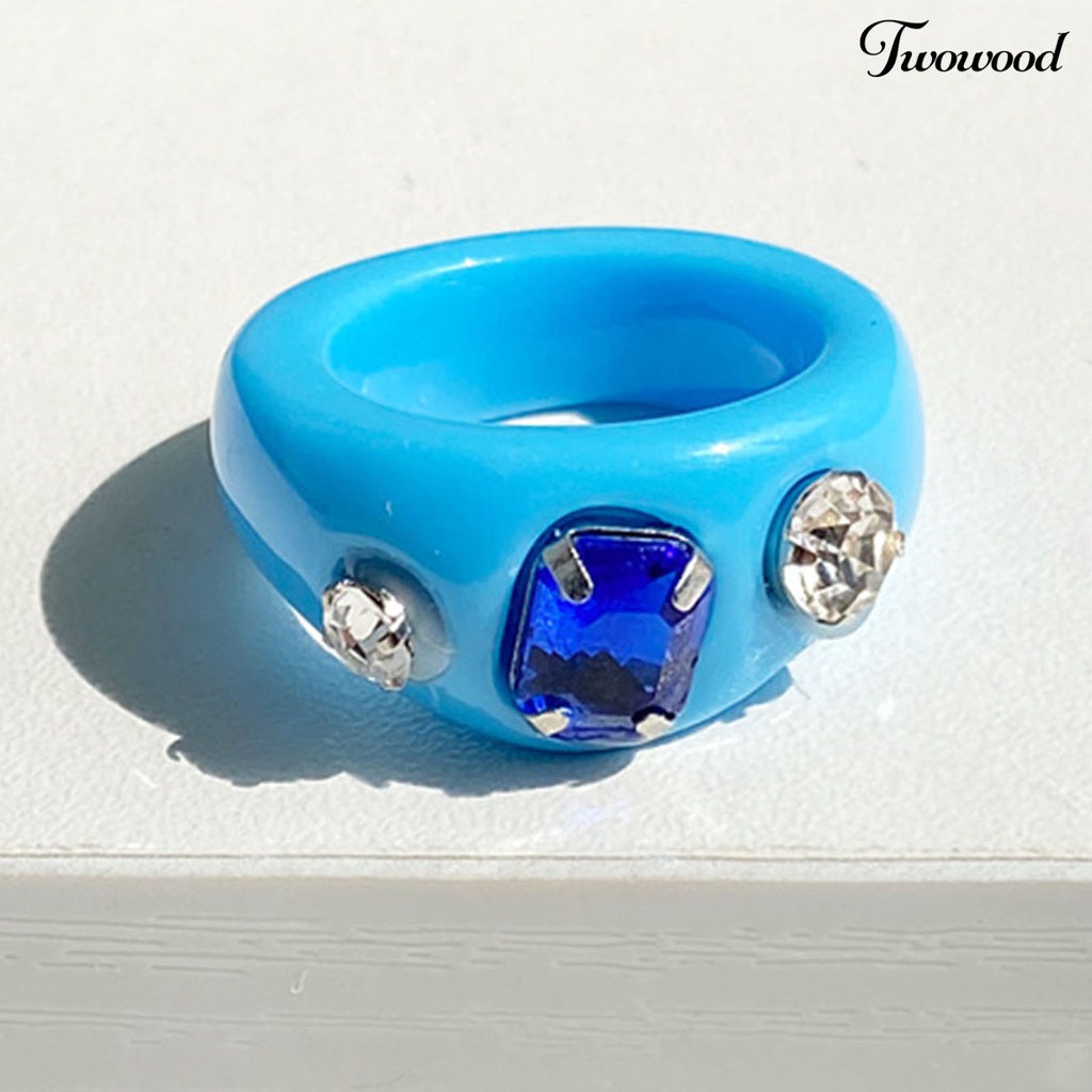 Cincin Berlian Imitasi Warna Permen Bahan Resin Untuk Kencan