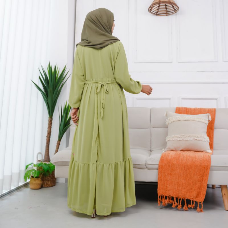 KHADIJA DRESS 2 Gamis bahan ceruty babydol aplikasi bordir seragam by Safitri Fashion