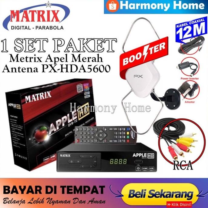 Jual PAKET SET TOP BOX TV DIGITAL METRIX MERAH + ANTENA PX HDA5600 DVB