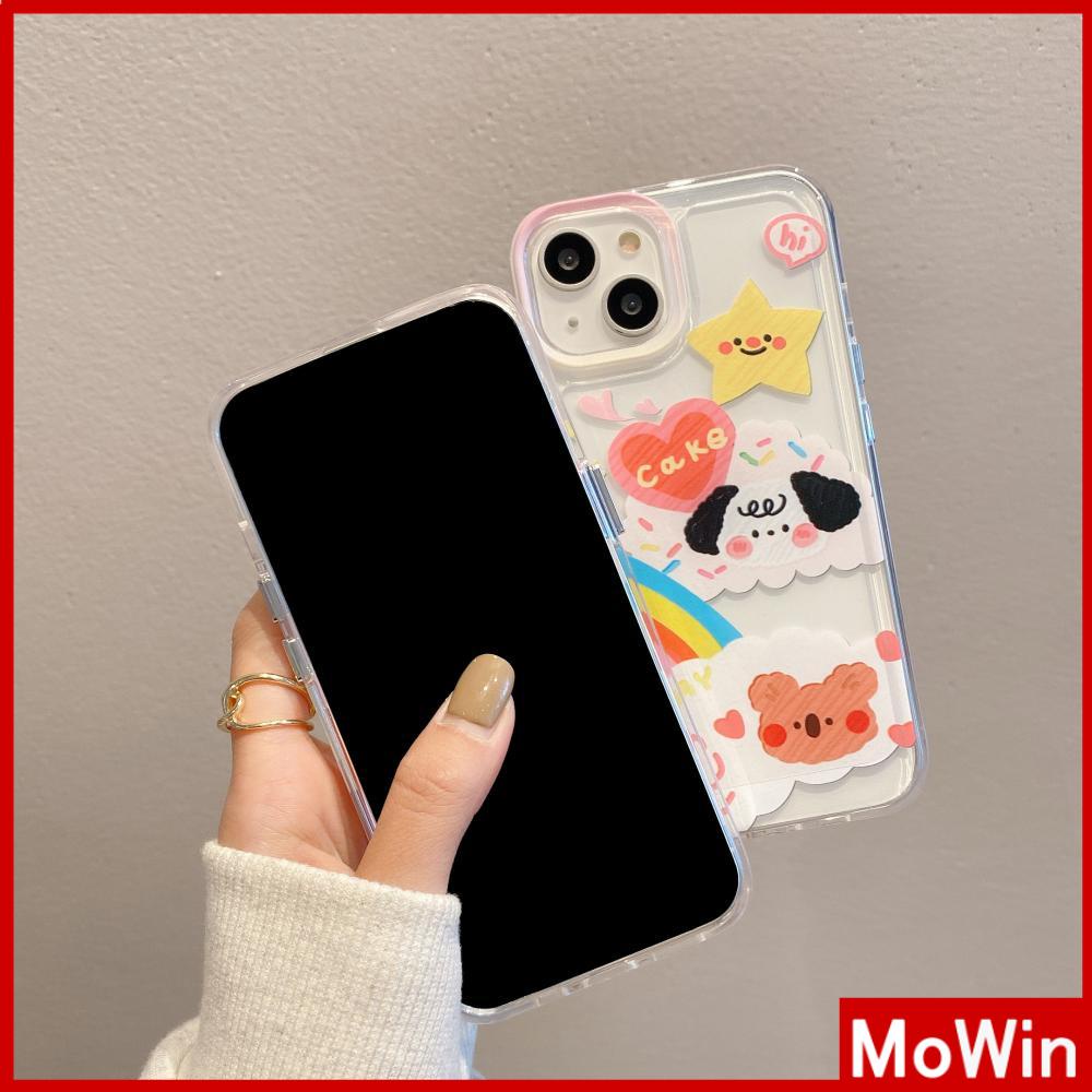 For iPhone 14 Pro Max iPhone Case TPU Soft Case Clear Case Space Case Plating Button Cute Cartoon Rainbow Compatible For iPhone 13 Pro Max 12 Pro Max 11 Pro Max 7plus XR xs max