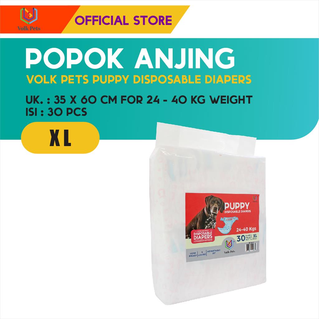 Volk Pets Puppy Disposable Diapers XL Isi 30 pcs / Popok Anjing