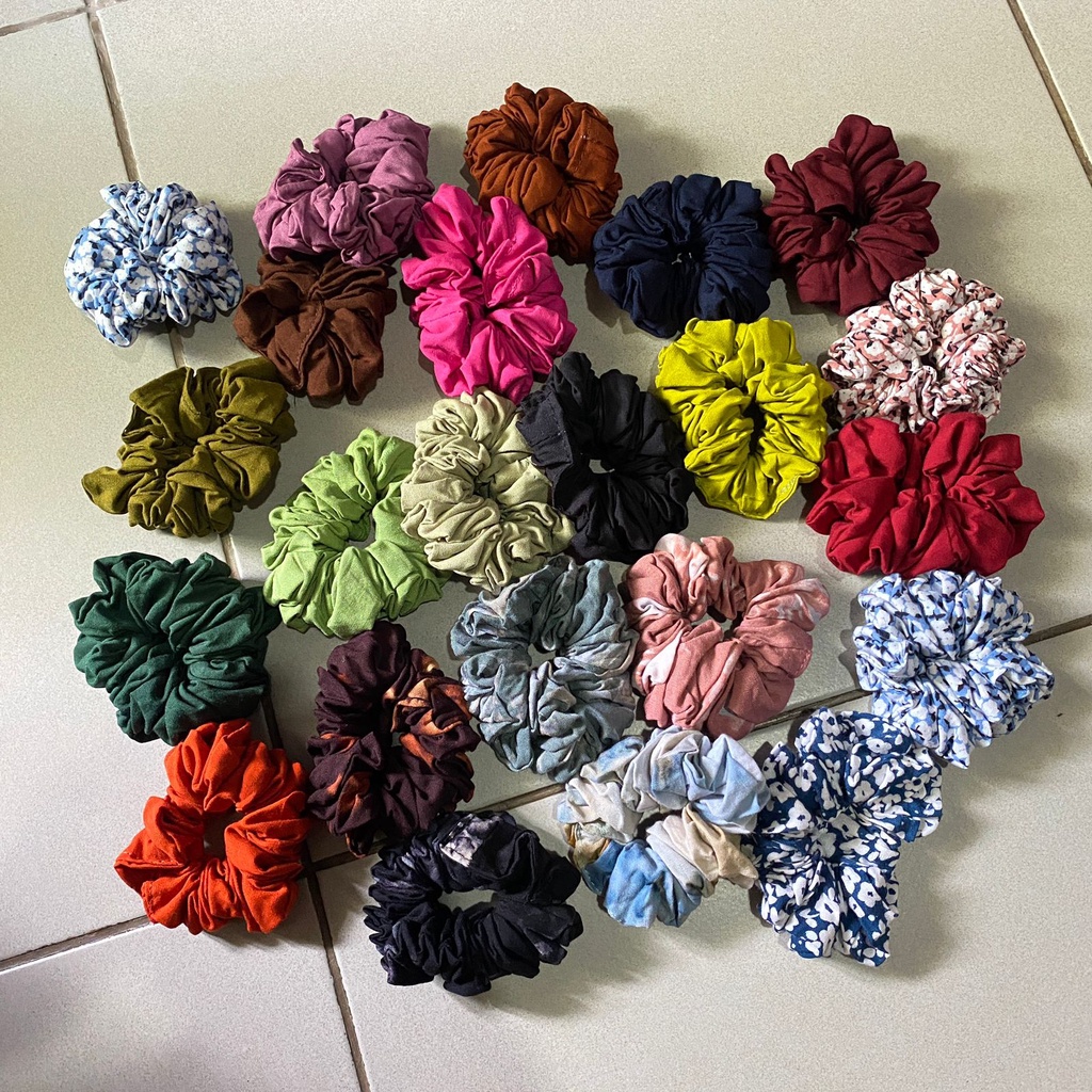 Scrunchie Polos Tie Dye Motif Ikat Rambut Cepol Hijab Jumbo