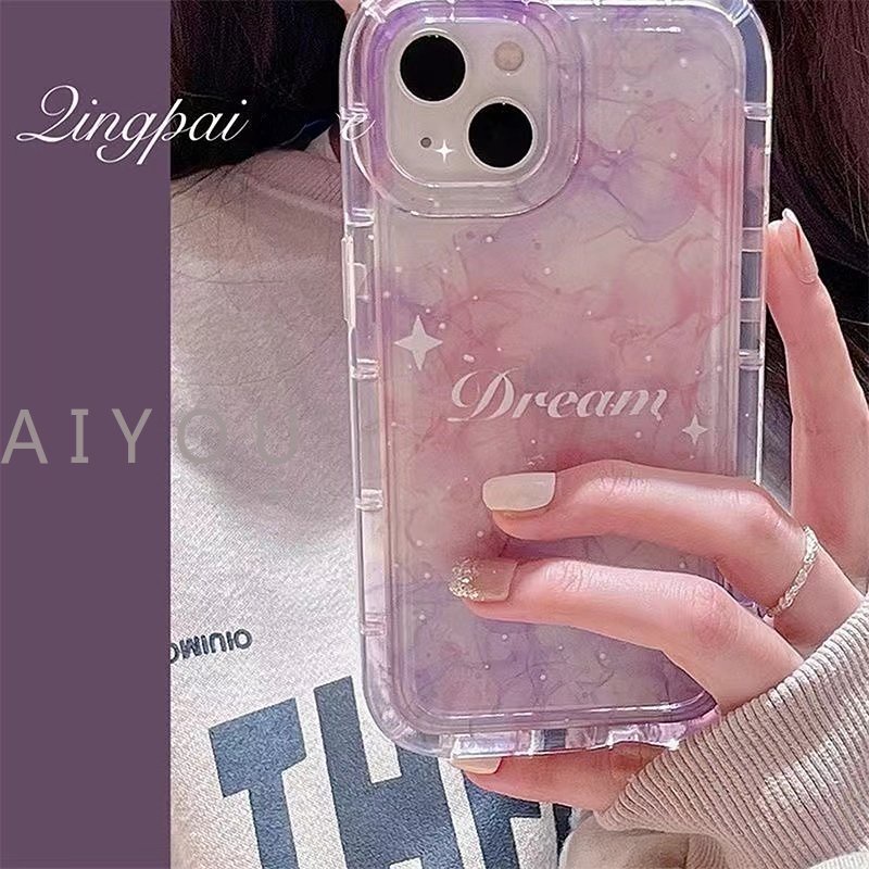 Soft Case TPU Transparan Gradasi Ungu Bintang Bulan Cover IPhone 14 13 12 11 Pro Max