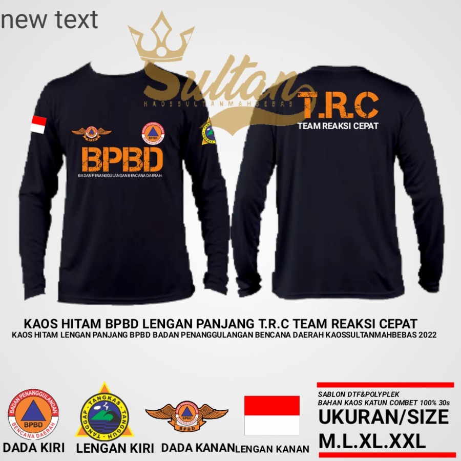 Kaos BPBD Lengan Panjang / Baju BPBD