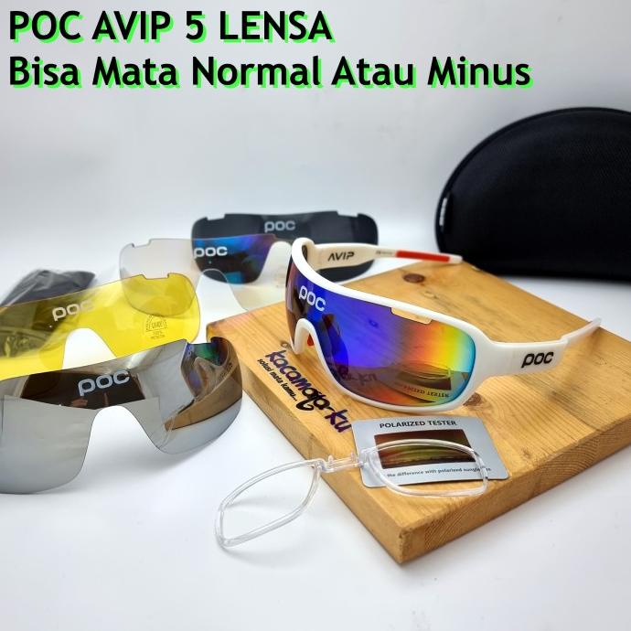 Kacamata Gowes Sepeda Pria Wanita POC AVIP 5 Lensa - Free Lensa Minus
