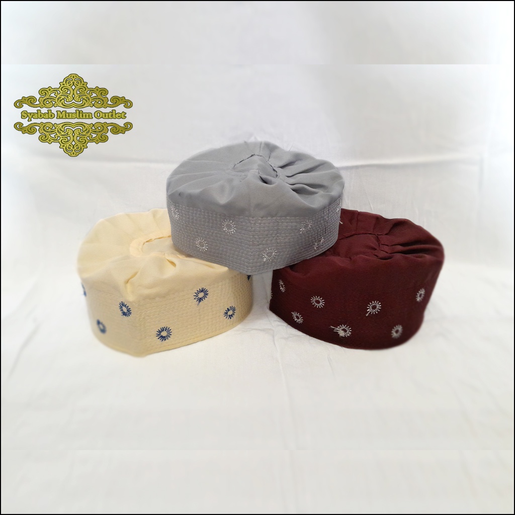peci habib syech / syekh / syeh motif bordir putih dan warna