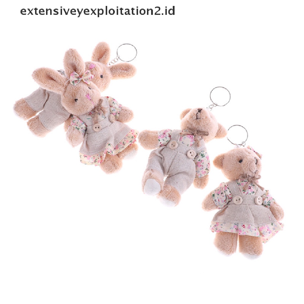 1 Pasang Gantungan Kunci Boneka Kelinci Teddy Bear Bahan Kain Plush 11cm Untuk Hadiah Pasangan Teman 2017