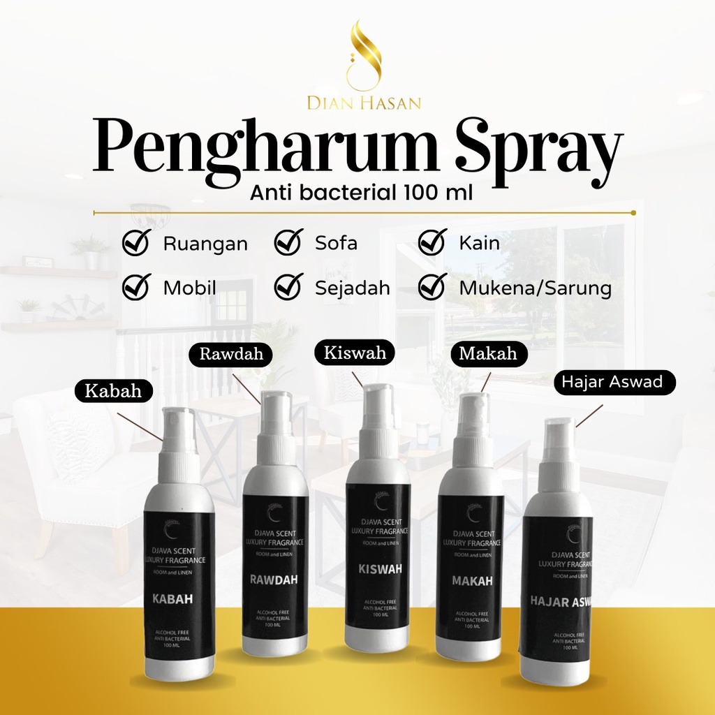 PENGHARUM RUANGAN/KAIN/MOBIL/SPRAY KISWAH HAJAR ASWAD KABAH RAWDAH MAKAH