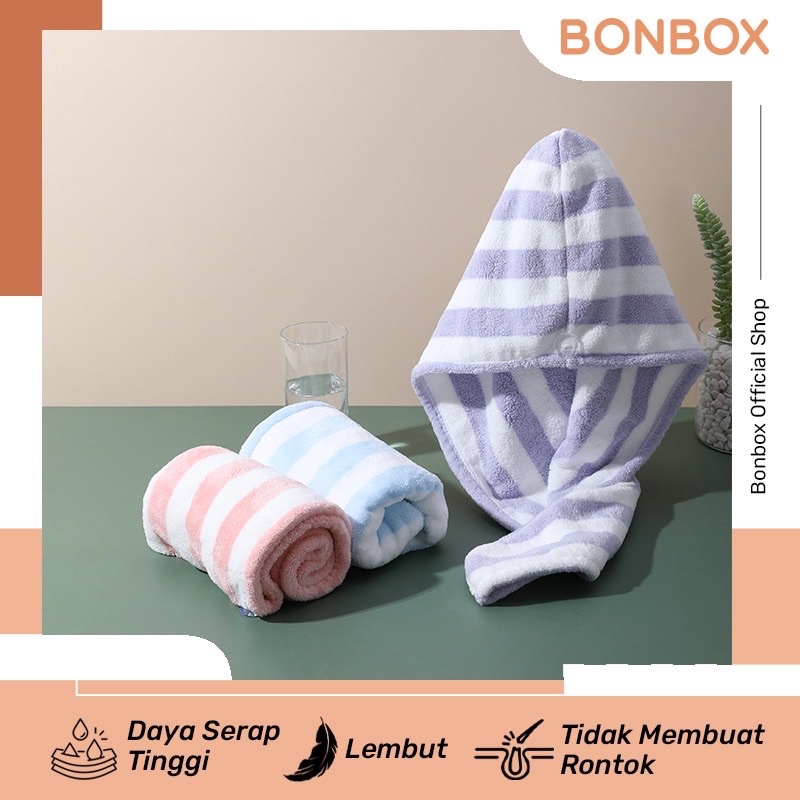 BONBOX BT10 Handuk Rambut Keramas Hair Dryer Fleece Cepat Kering Fiber Magic Towel Lembut Handuk Turban Pengering Rambut dengan Tali Pengikat