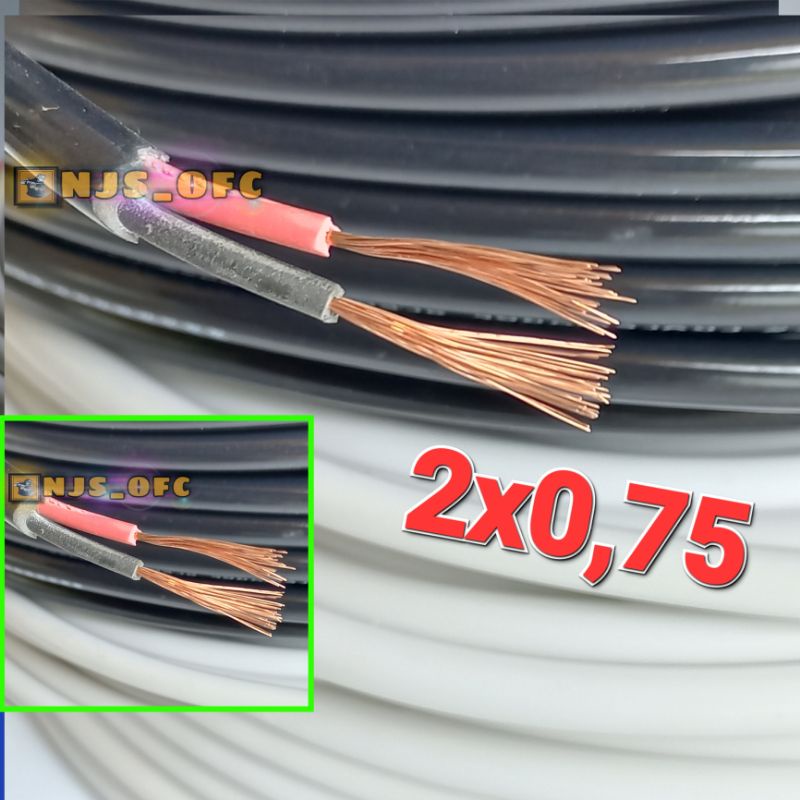 (PER METER) KABEL SERABUT HYO 2x0.75 HITAM/PUTIH