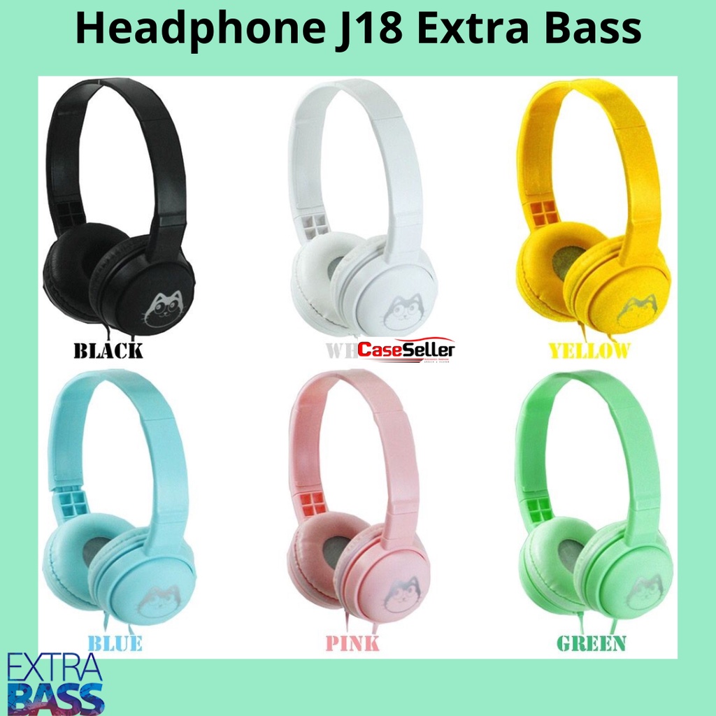Headphone J-18 Headset Game Macaron Karakter Lucu Anak-Anak Universal